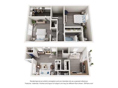 Floor plan for 2 beds, 1.5 baths, 1365 sqft